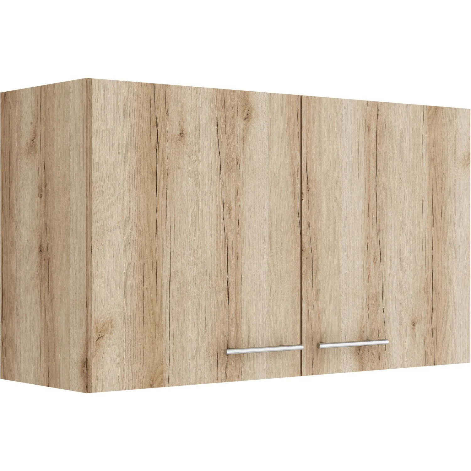 OPTIFIT Livorno290 Küchen-Hängeschrank, 100 cm, Wildeiche Nachbildung mit Edelstahlgriffen.