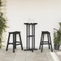 vidaXL 3-teiliges Gartenbar Set, schwarz, aus HDPE mit Holztextur für Terrasse und Balkon.
