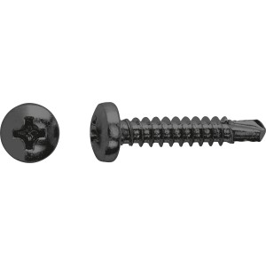 Schwarze Linsenkopf Universalschraube, PH-Antrieb, Ø 3,9 x 16 mm, 40 Stück