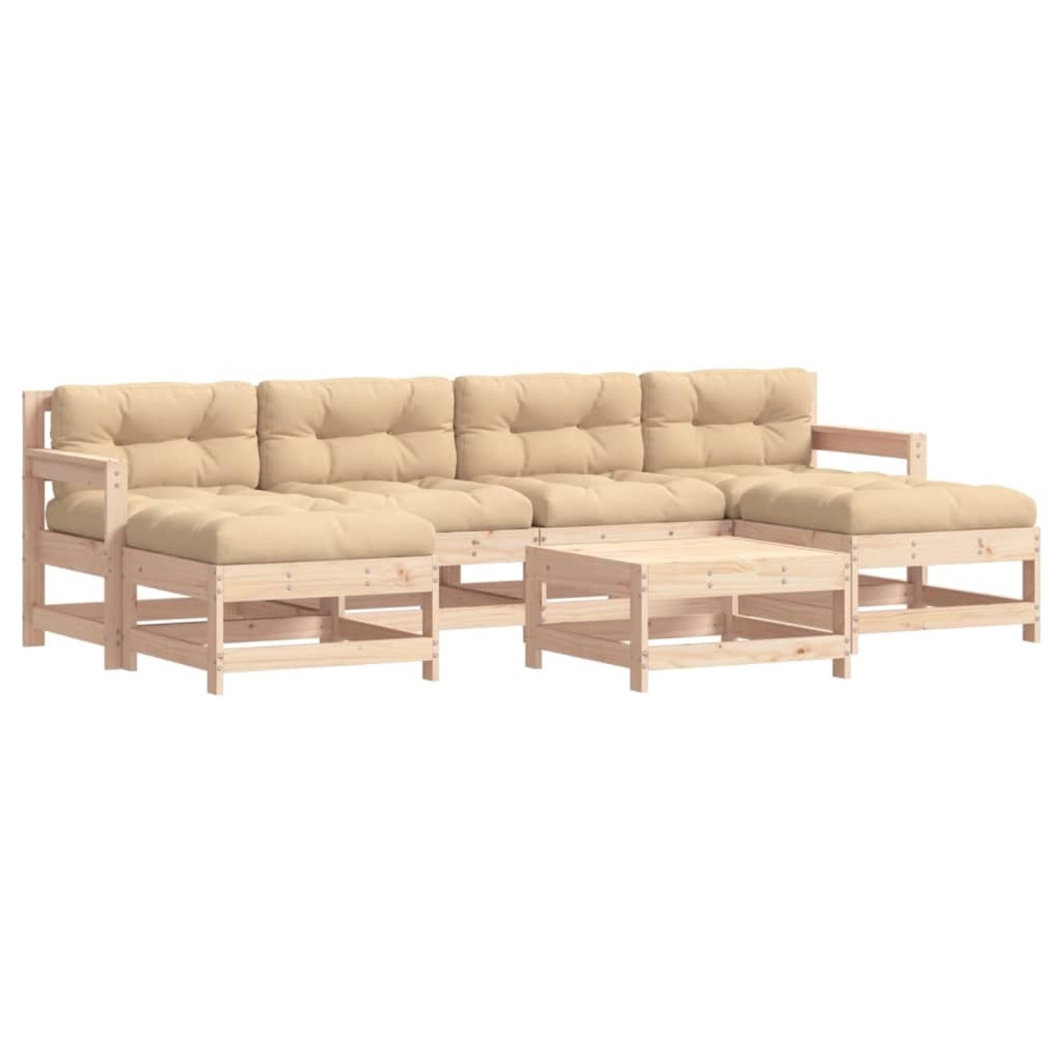 vidaXL 7-Tlg Garten-Lounge-Set mit Kissen Massivholz 3185941