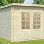 Palmako Ella Holz-Gartenhaus mit Flachdach, naturbelassen und tauchgrundiert, 240x300 cm.