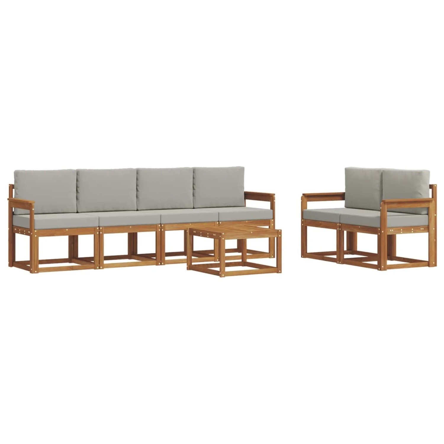 vidaXL Outdoor-Sofagarnitur mit Kissen 7 Stk Natur und Hellgrau 3366034