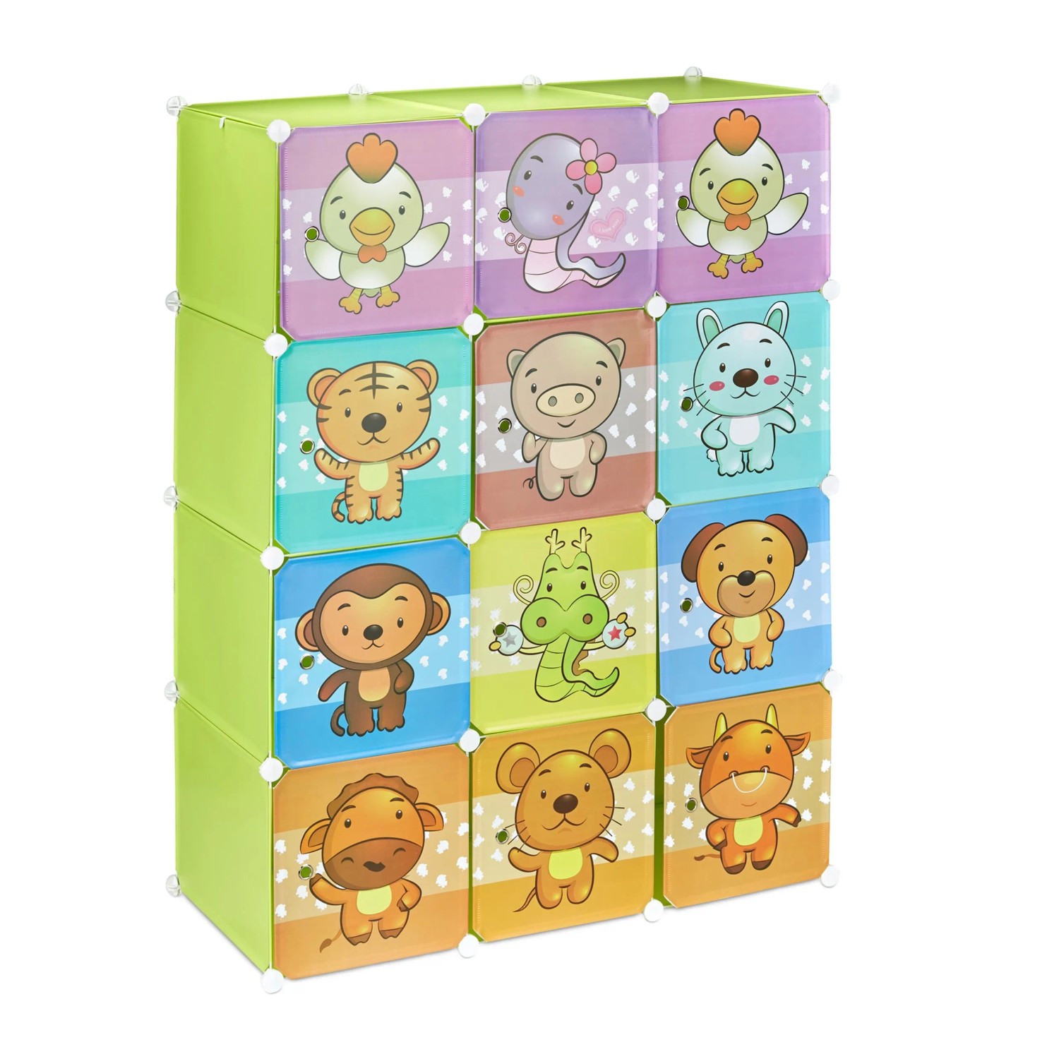 Relaxdays Steckregal Kinderzimmer Kunststoff Grün Stecksystem 145 cm x 110,5 cm x 46,5 cm