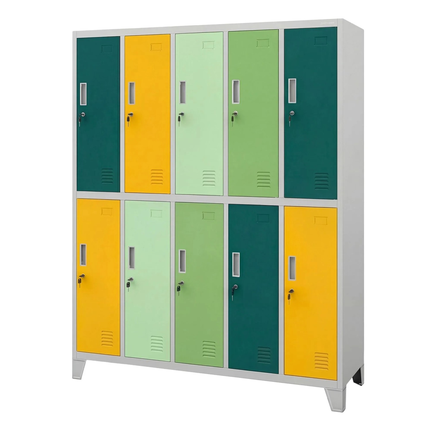 JAN NOWAK 10-türiger Arbeitsschutz-Kleiderschrank BARTEK 172 x 136 x 45 cm Grau-Vielfarbig