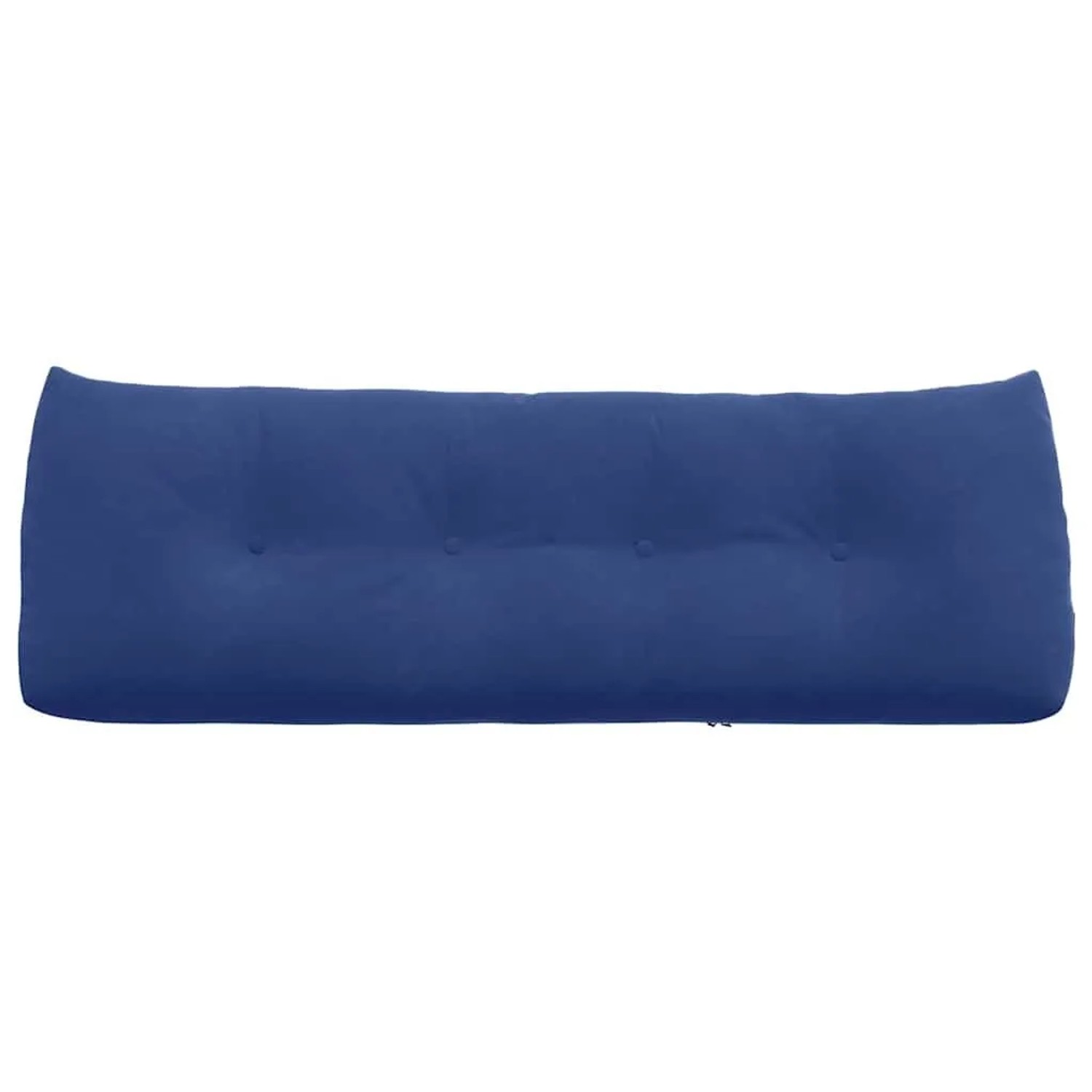 Polizeiblaues Samt-Rückenkissen mit Knopfheftung, 140 cm lang, für Sofa oder Bett. Ideal als Rückenstütze.