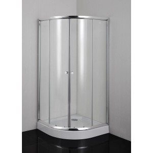 Sanotechnik Runddusche R550, 90x90 cm, mit Chromprofilen und Duschtasse.