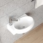 Weißes Aquabatos Handwaschbecken, Aufsatzwaschbecken mit Hahnloch, Wandmontage. 