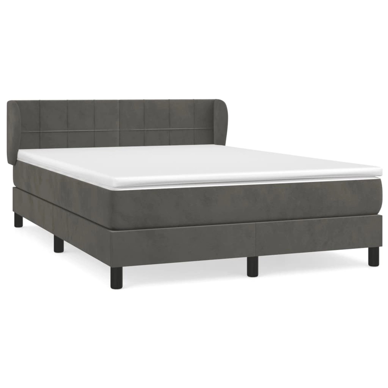 vidaXL Boxspringbett Boxspringbett mit Matratze Dunkelgrau 140x190 cm Samt günstig online kaufen