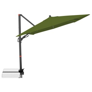 Quadratischer, kiwi-farbener Doppler Ampelschirm 210x210 cm mit Kurbelmechanik.