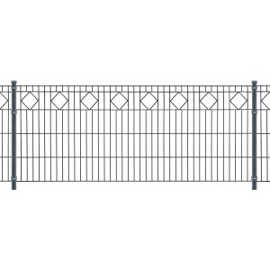 Metallzaun-Set Valencia, anthrazit, 80 cm hoch, 30 m lang, mit Rauten-Ornamenten.