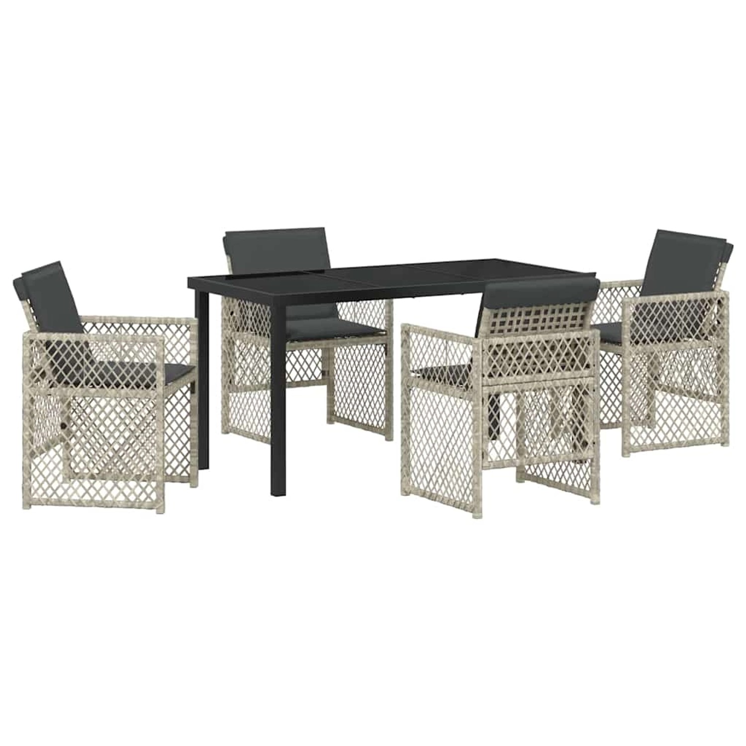 vidaXL Garten Essgruppe 5-Tlg Hellgrau Poly Rattan 3380638 günstig online kaufen
