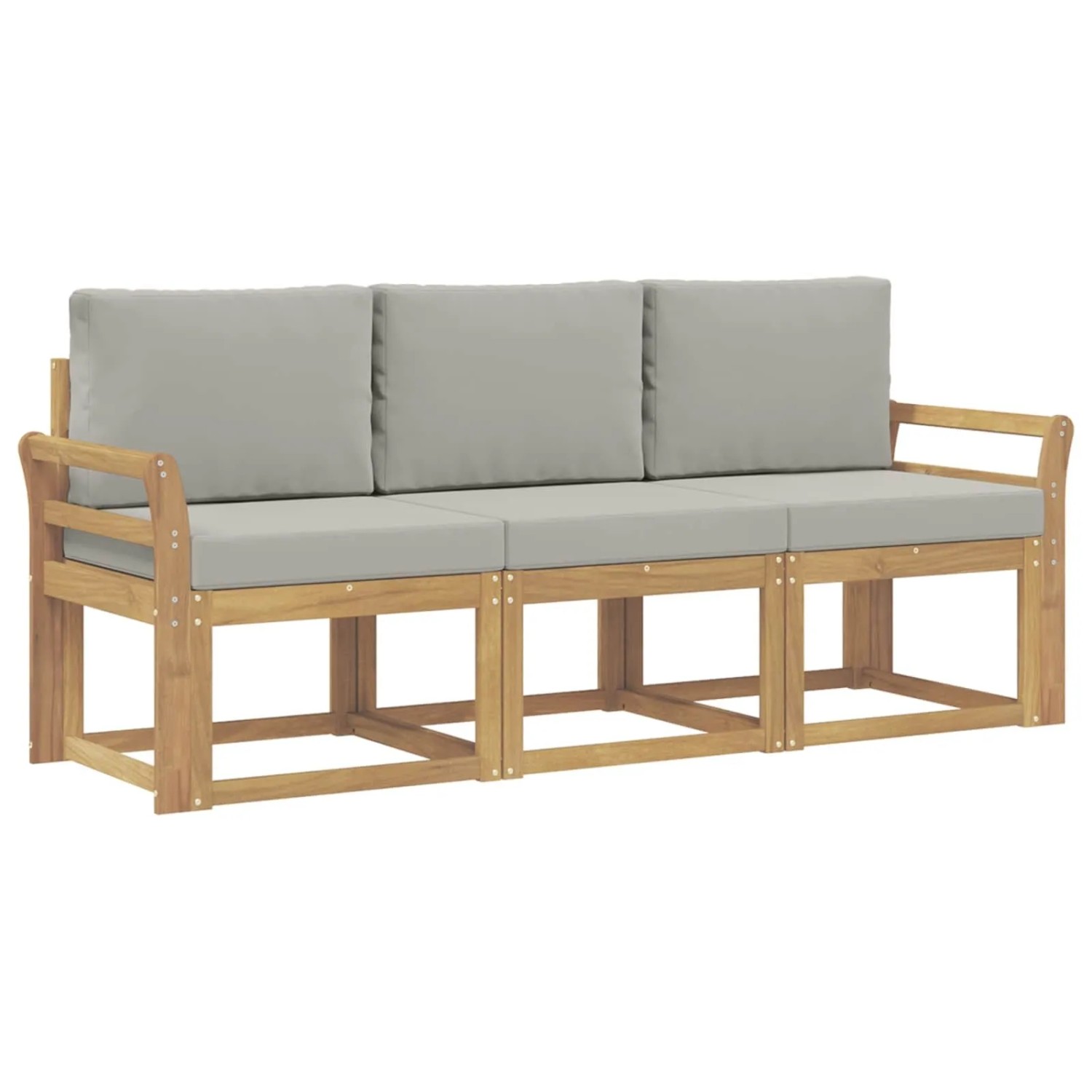 vidaXL Outdoor-Sofagarnitur 3-Tlg Weiß und Hellgrau 194 x 63 x 73 cm 3387175