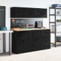 Schwarzer vidaXL Garagen-Wandschrank aus Holzwerkstoff, Teil einer Werkstatteinrichtung.