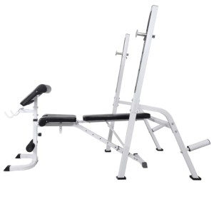 vidaXL Hantelbank mit Ablage und Langhantel und Kurzhantel Set 60,5 kg 275362