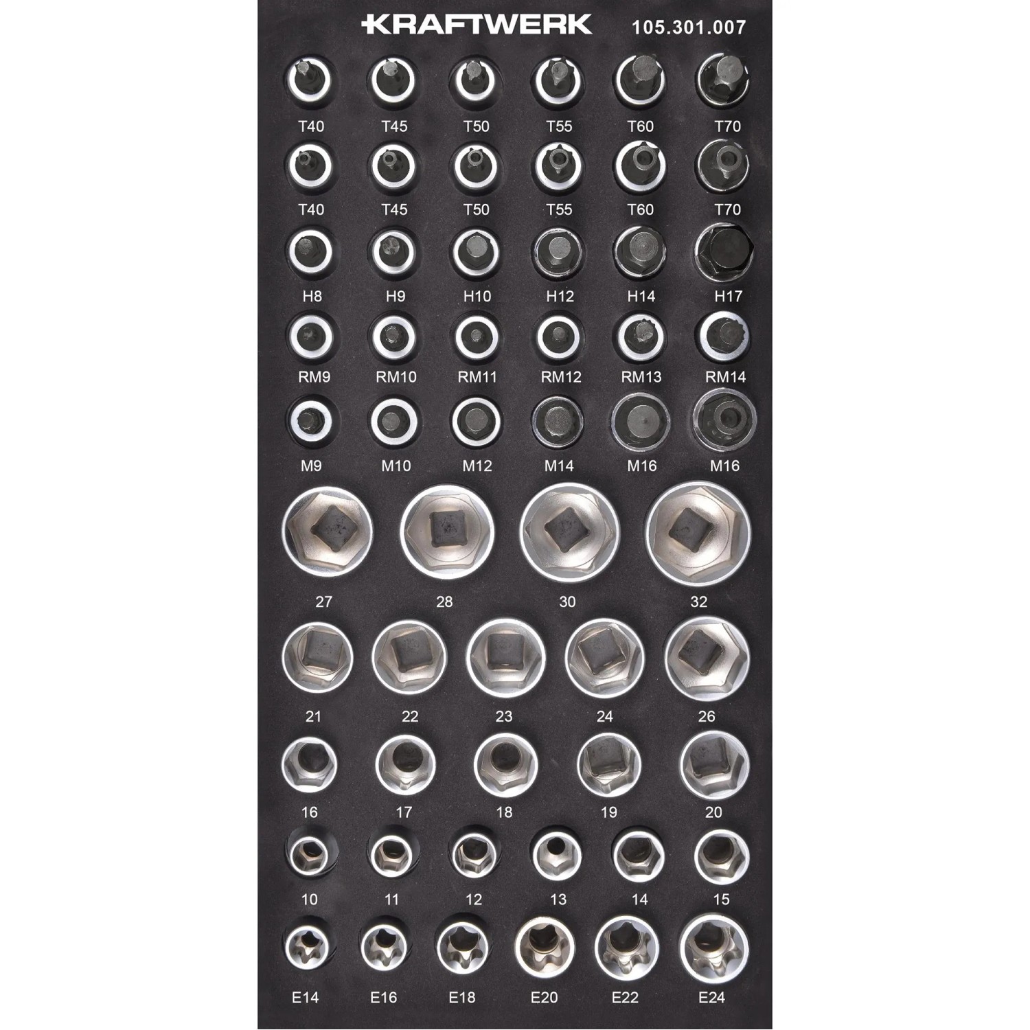 Kraftwerk Werkzeugset 1/2'' Steckschlüssel TXIn 20x40 Silber 56-tlg.