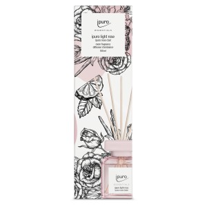 Ipuro Raumduft Light Rose, 100ml, mit Duftstäbchen und floralem Design.