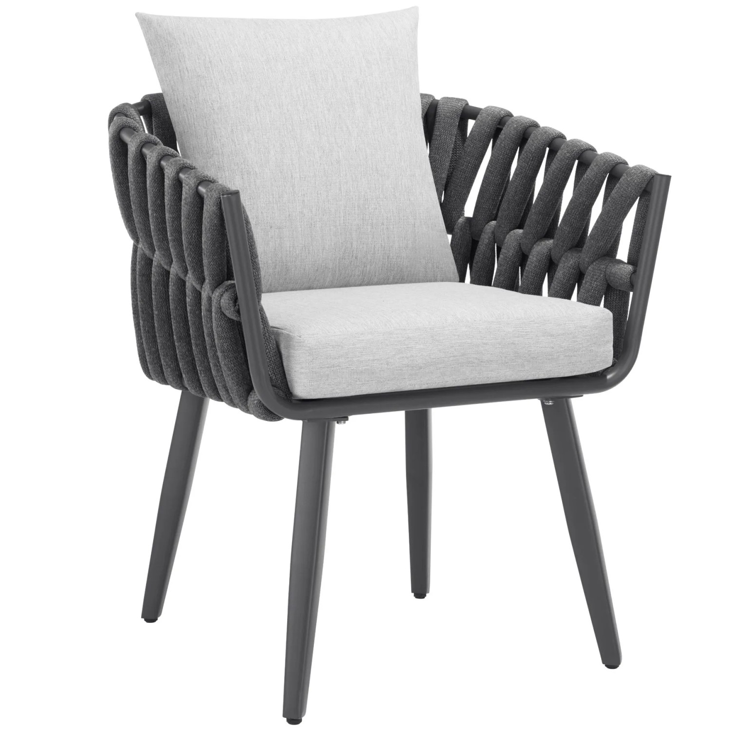 Tectake Aluminium Stuhl Lugano Im Rope Design Wetterfest und Uv Beständig  60 x 61 x 73 cm Anthrazit