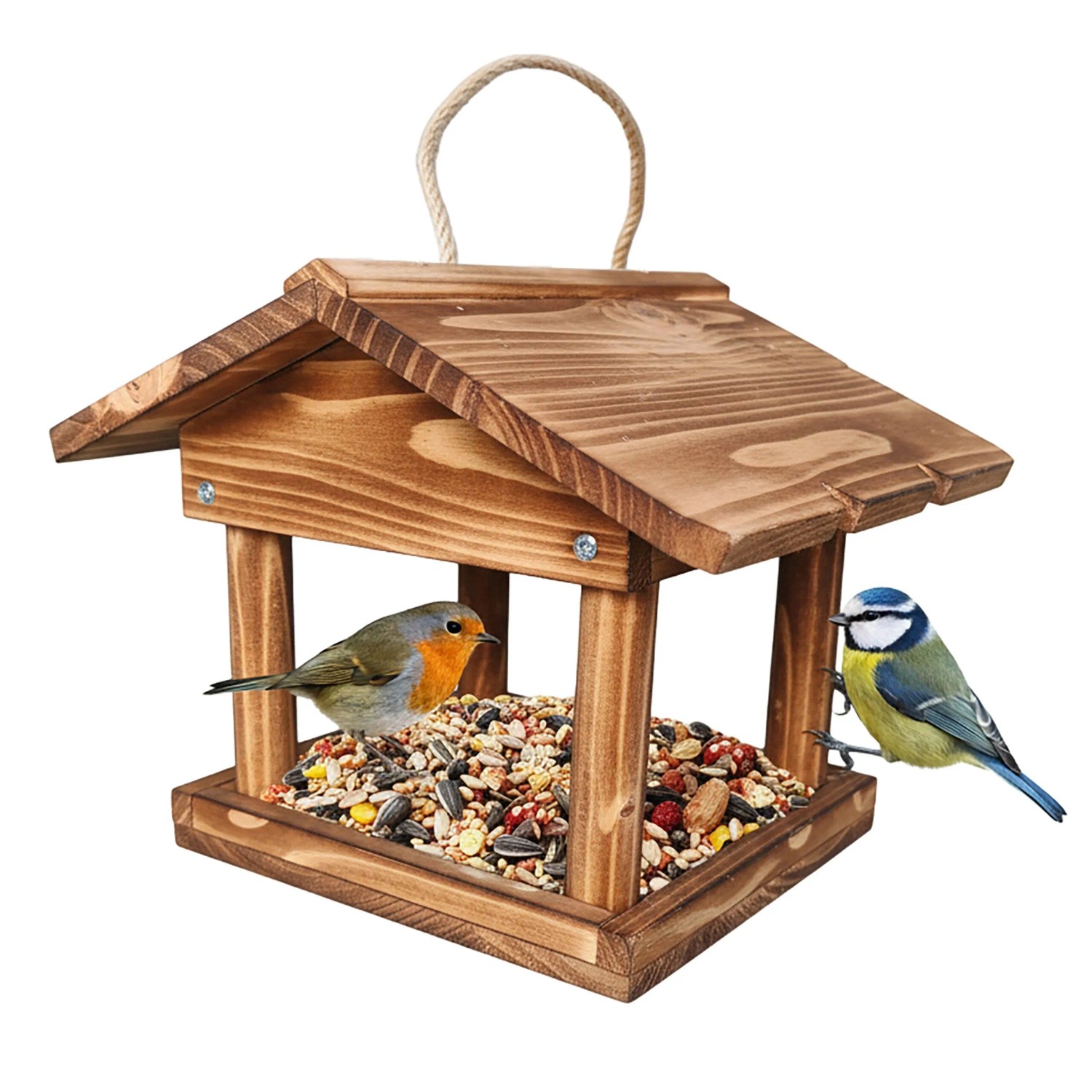 Relaxdays Vogelfutterhaus Tannenholz Geflammt Zum Aufhängen 22 cm x 26 cm x 22 cm 0,7 kg