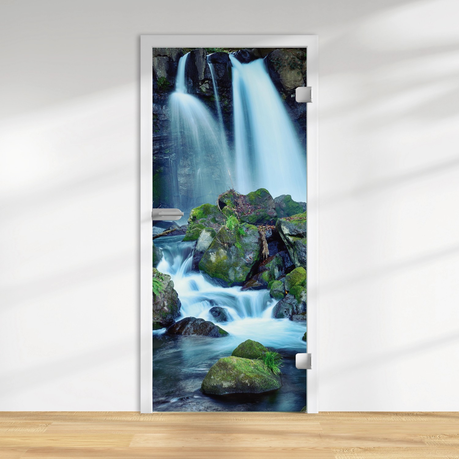 Glastür Weißglas D42/07 Wasserfall 83,4 x 197,2 cm 8 mm VSG DIN R/L günstig online kaufen