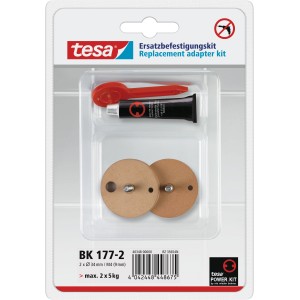 Tesa Power Kit BK177-2: Adapter-Set zur Wandmontage ohne Bohren, mit Kleber, Inbus und 2 Adaptern.