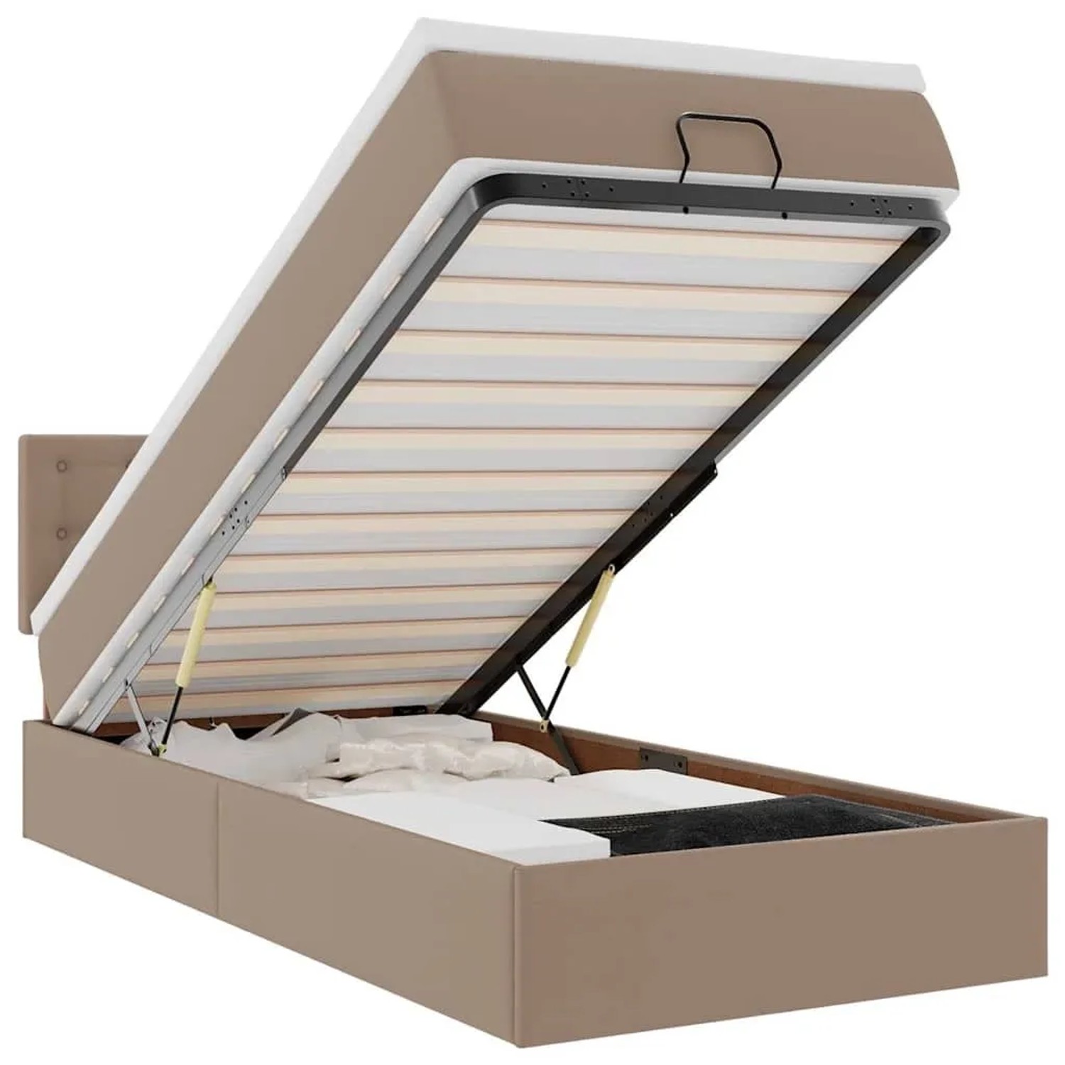 vidaXL Ottoman-Bett mit Matratzen und LEDs 90x200 cm Kunstleder 3312136
