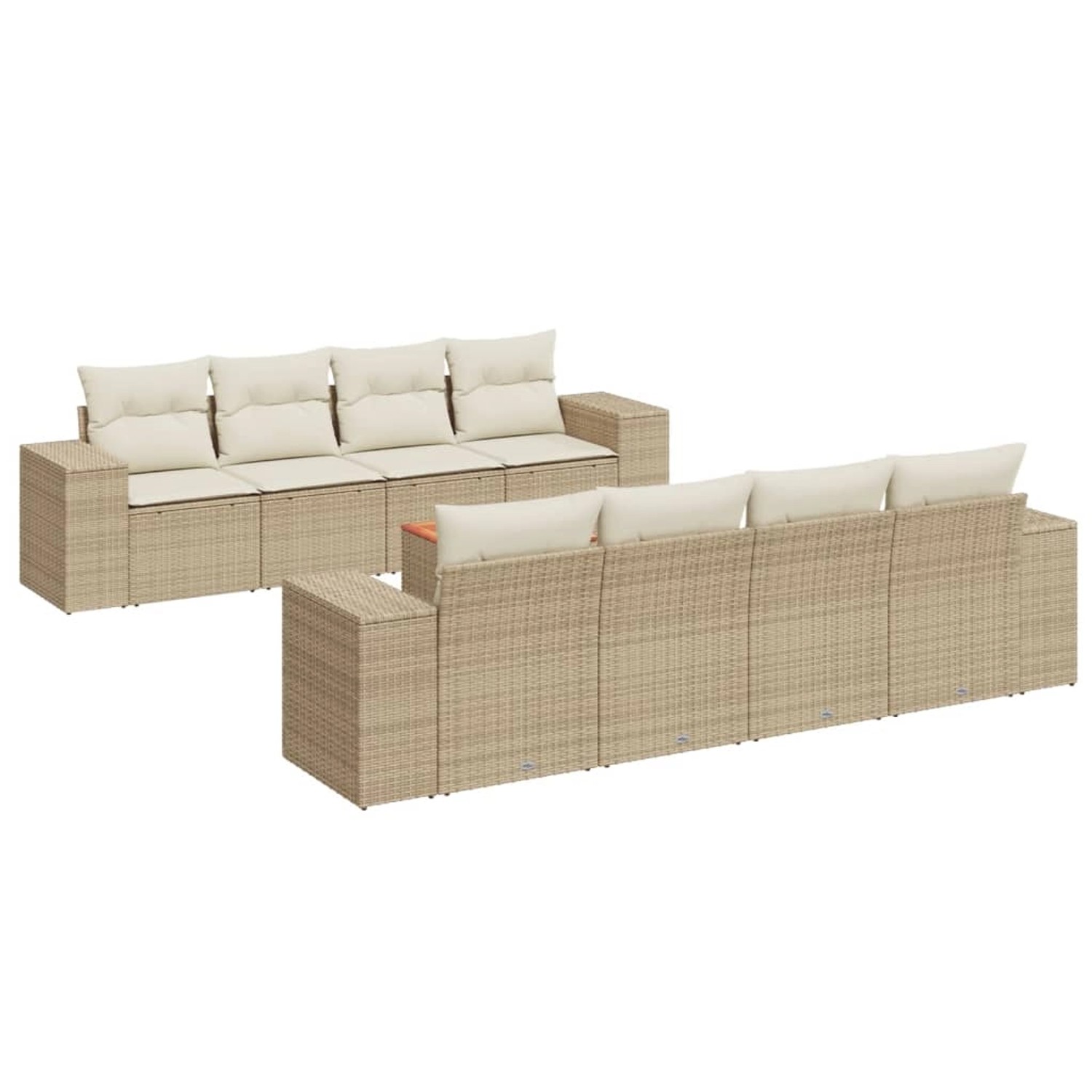 vidaXL 9-Tlg Garten-Sofagarnitur mit Kissen Beige Poly Rattan 3257696 günstig online kaufen