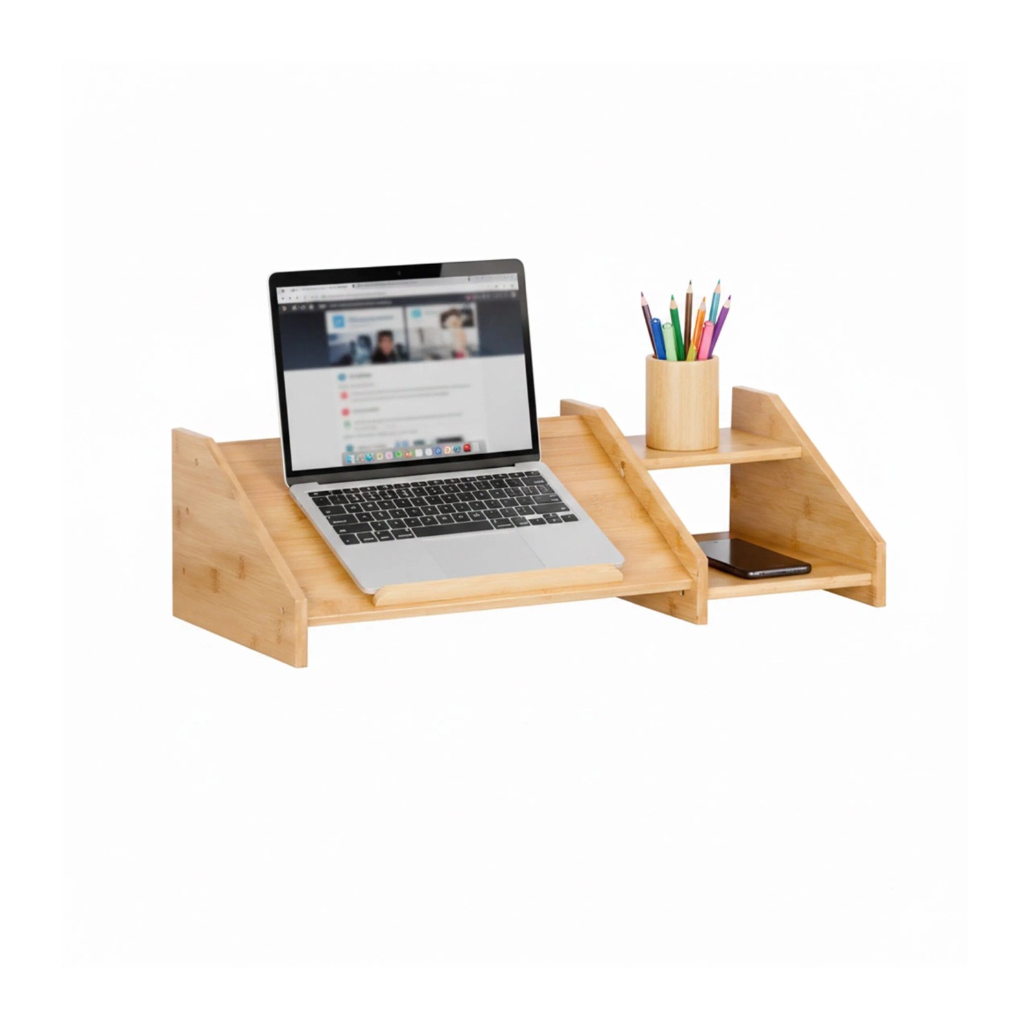 Relaxdays Laptopständer Bambus Natur Rutschfest 17,5 cm x 61 cm x 25,5 cm