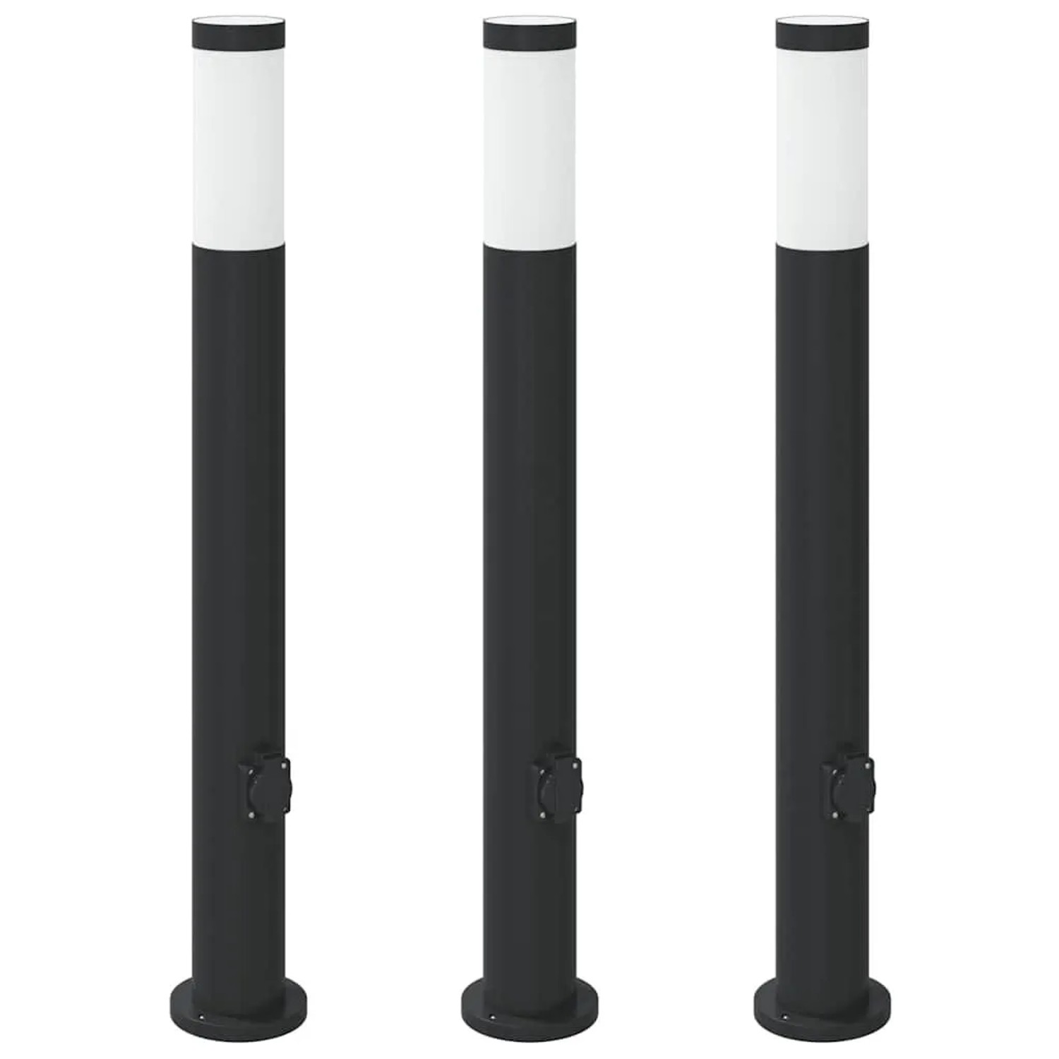 vidaXL Pollerleuchten mit Auslass 3er 80 cm Edelstahl IP44 4006038
