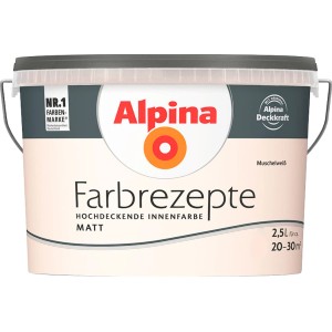 Eimer Alpina Farbrezepte Muschelweiß, matte Innenfarbe für Wände, 2,5 Liter.