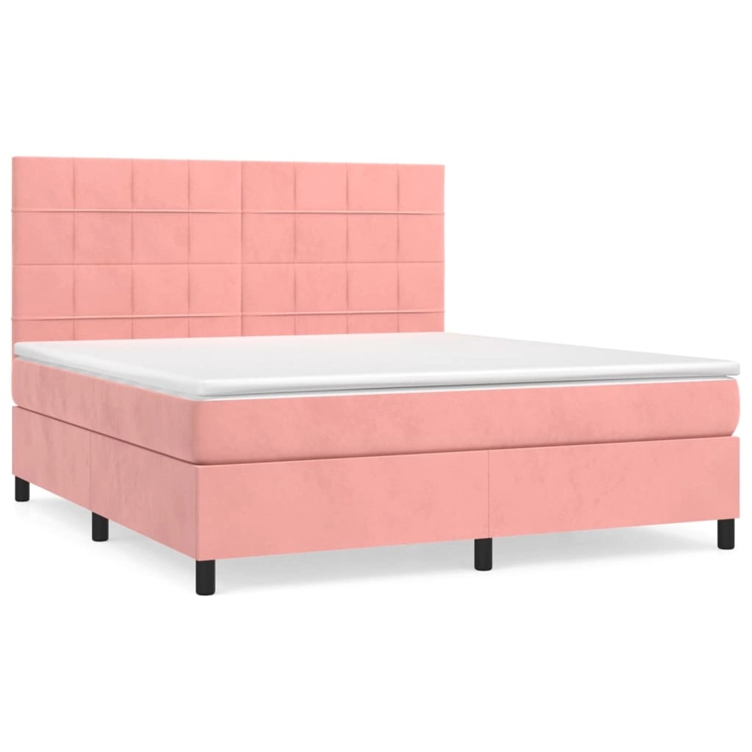 vidaXL Boxspringbett mit Matratze Rosa 160x200 cm Samt1395276 günstig online kaufen