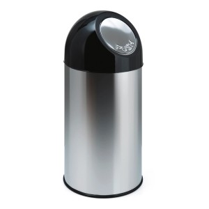 PROREGAL Abfallbehälter aus Edelstahl mit Pushdeckel, 40 Liter.