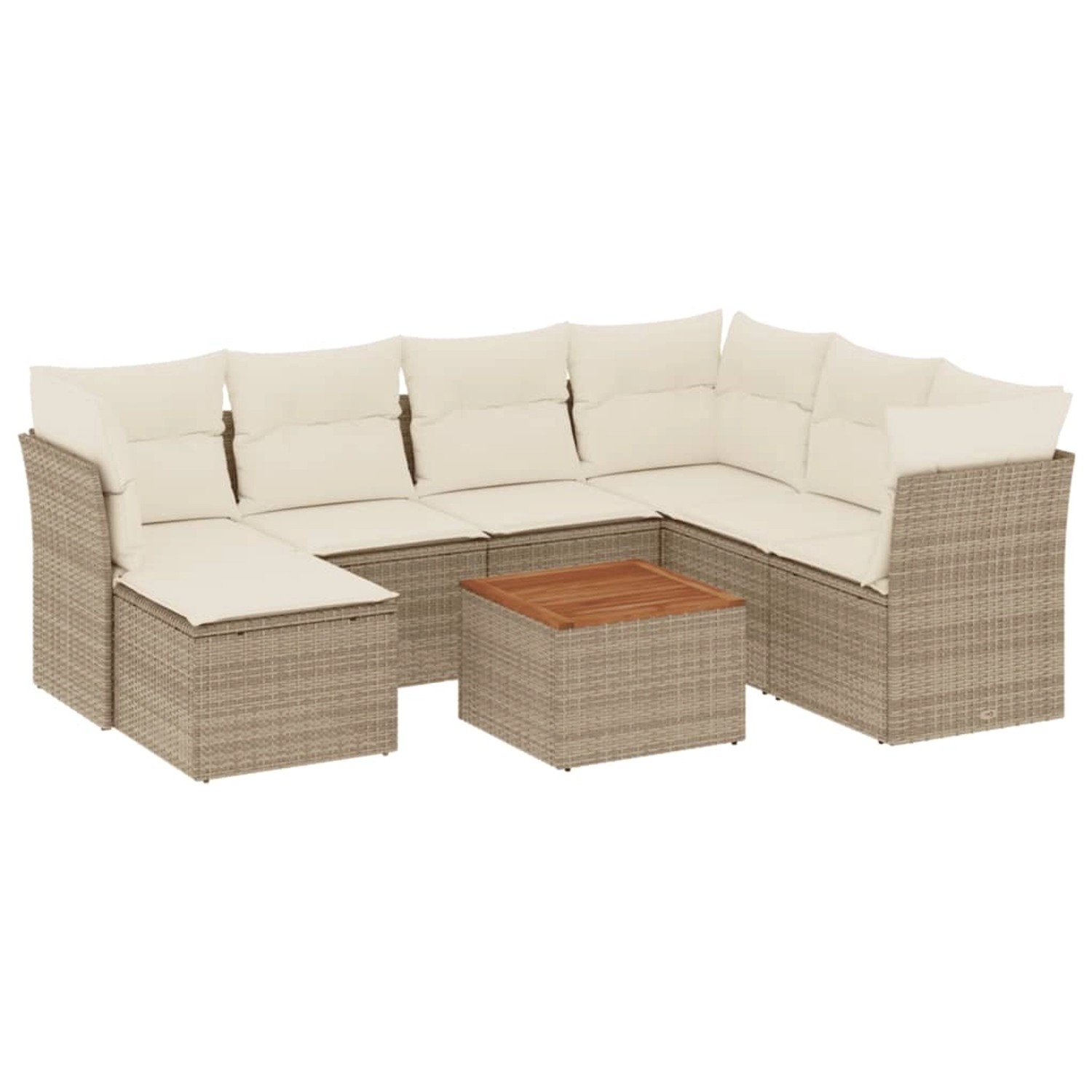 vidaXL 8-Tlg Garten-Sofagarnitur mit Kissen Beige Poly Rattan 3223762 günstig online kaufen