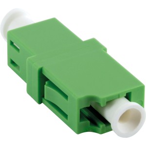 Grüner Schwaiger Glasfaser LC Simplex Adapter zur Verbindung von Netzwerkkabeln.