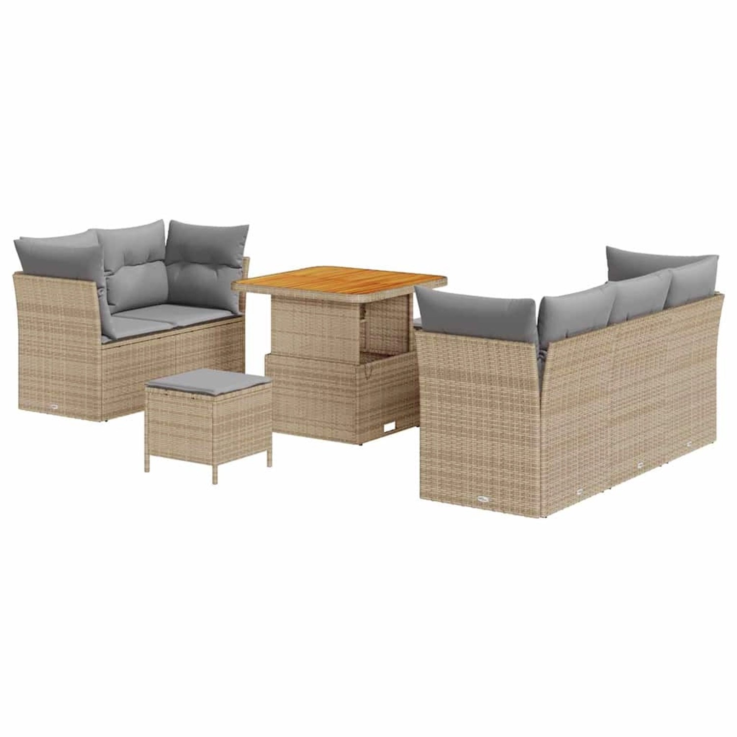 vidaXL Garten-Sofa-Set Höhenverstellbar 8-Tlg Beige Poly Rattan 3361427 günstig online kaufen