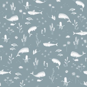 Little Dutch Vliestapete Ocean Blue mit Unterwasserwelt-Motiv für Kinderzimmer.