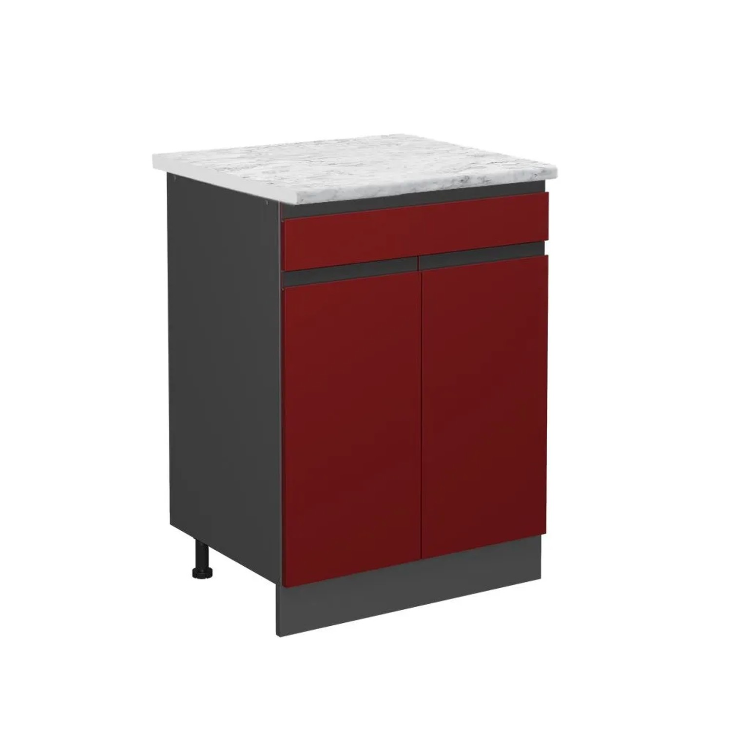 Vicco Küchenunterschrank R-Line Schubladenschrank für die Küche Rot Anthrazit 60 cm J-Shape AP Marmor