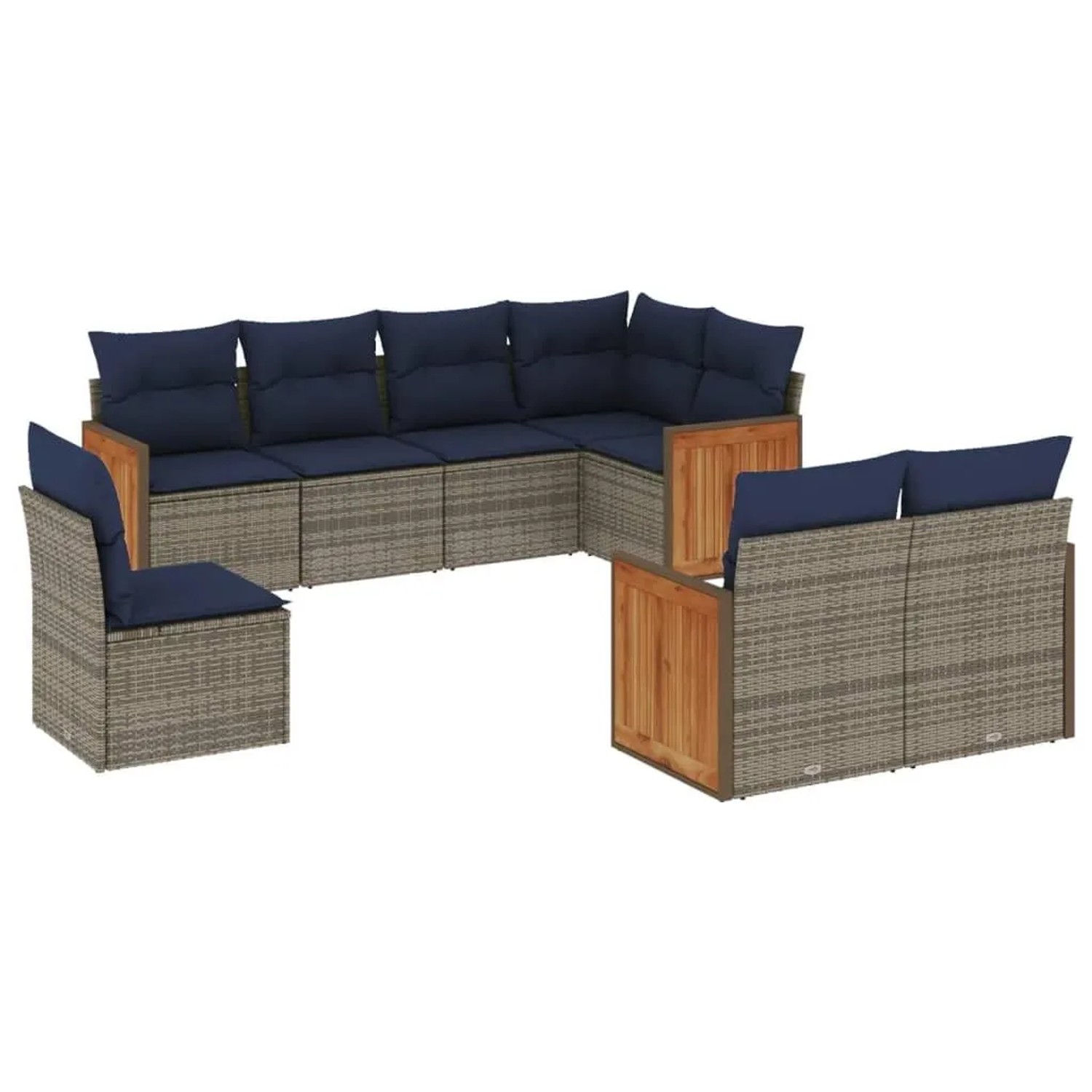 vidaXL 8-Tlg Gartensofa-Set mit Kissen Grau Polyrattan 3227846 günstig online kaufen