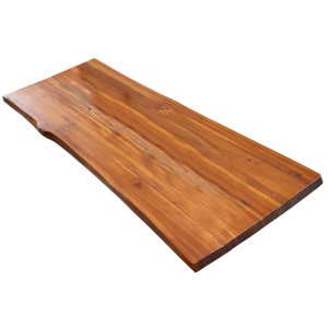 Cognacfarbene Akazien Tischplatte Esra mit Baumkante, 200x100 cm, für Esstische.