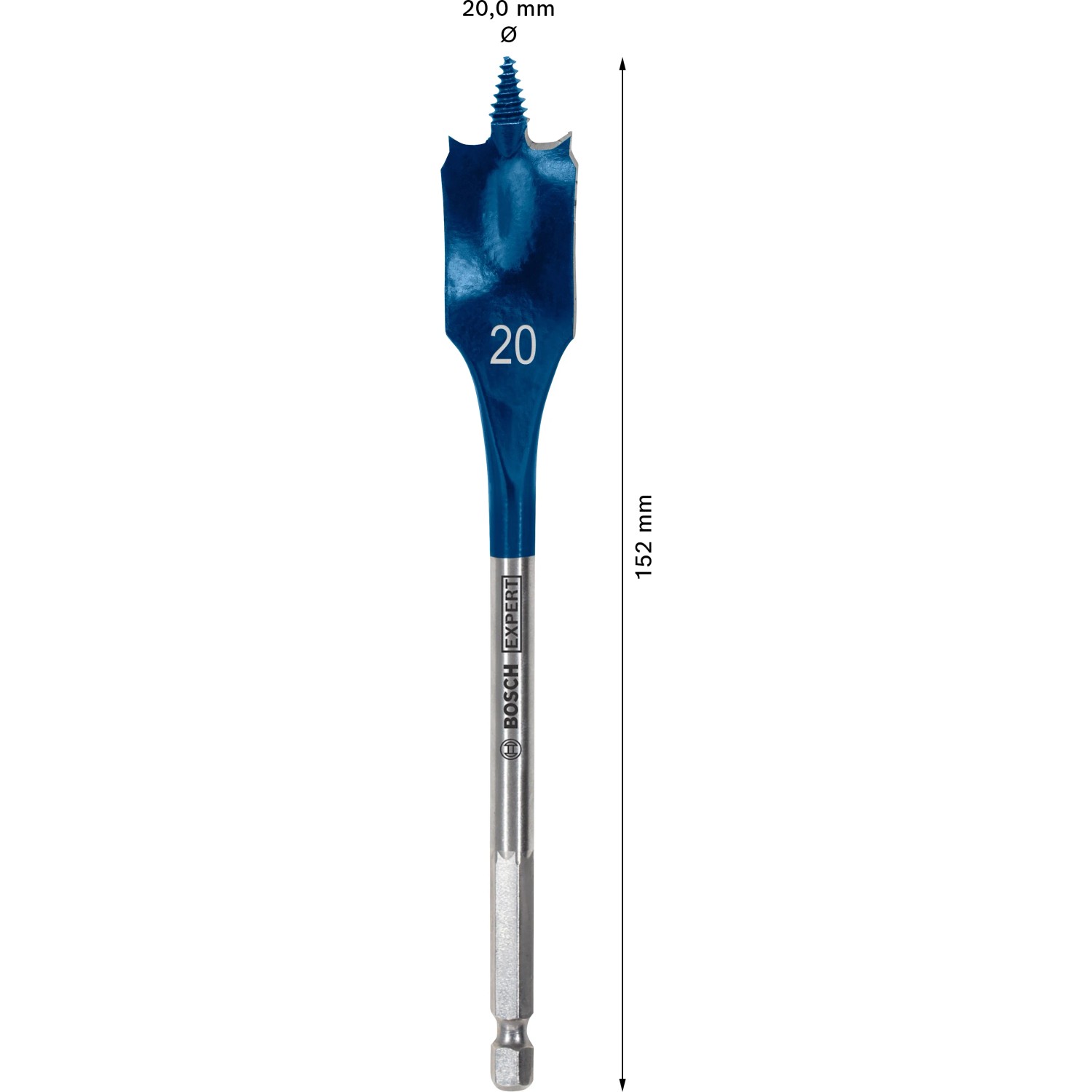 Bosch Expert Selfcut Flachfräsbohrer, 20 mm Durchmesser, für schnelles Bohren in Holz.