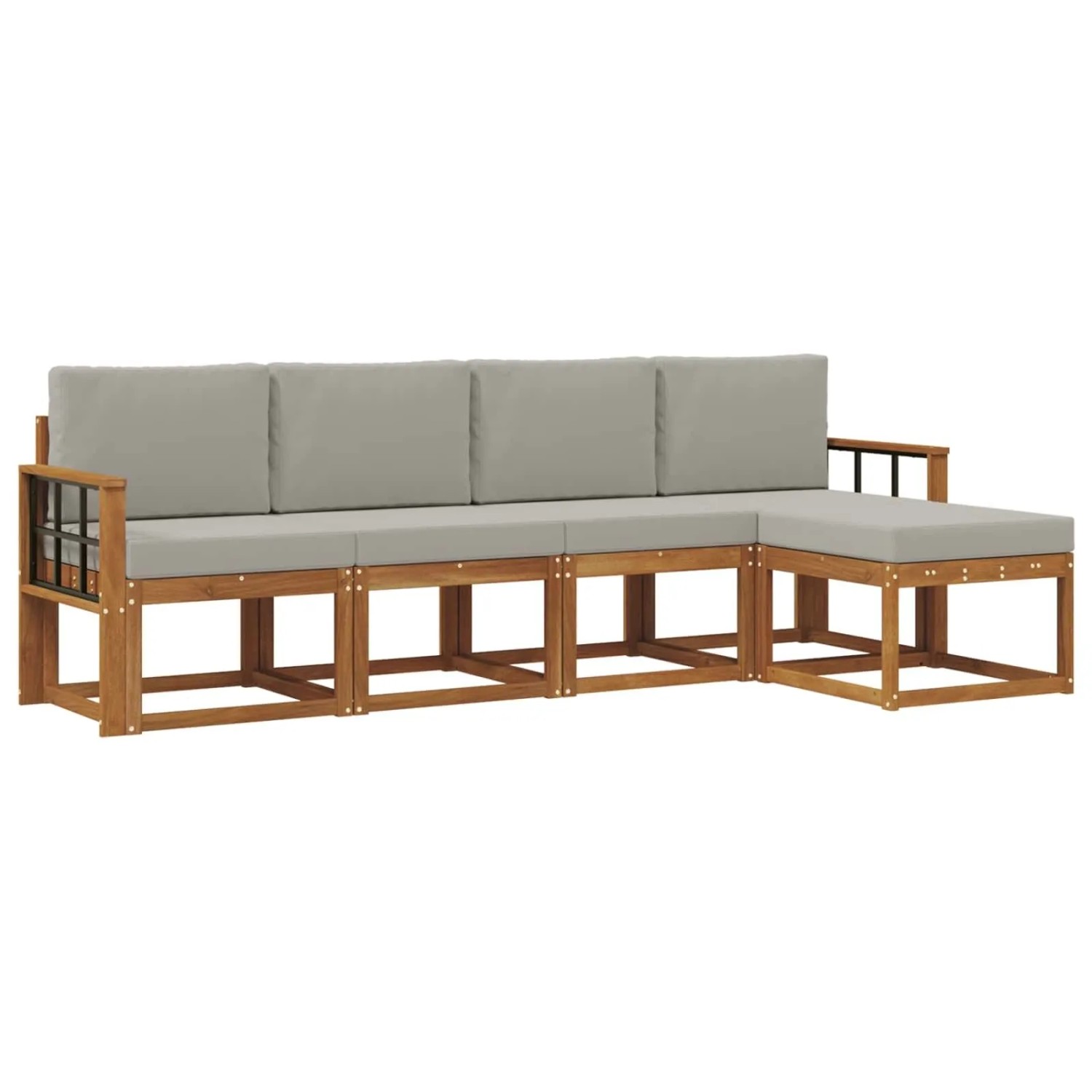 vidaXL Outdoor-Sofagarnitur mit Kissen 5 Stk Natur und Hellgrau 3366264