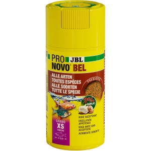 JBL Pronovo Bel Grano XS Fischfutter-Granulat für kleine Aquarienfische im gelben Behälter.