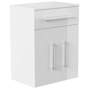 Posseik Badmöbel Levana Gr. XL, weiß hochglanz, mit Schublade und zwei Türen.