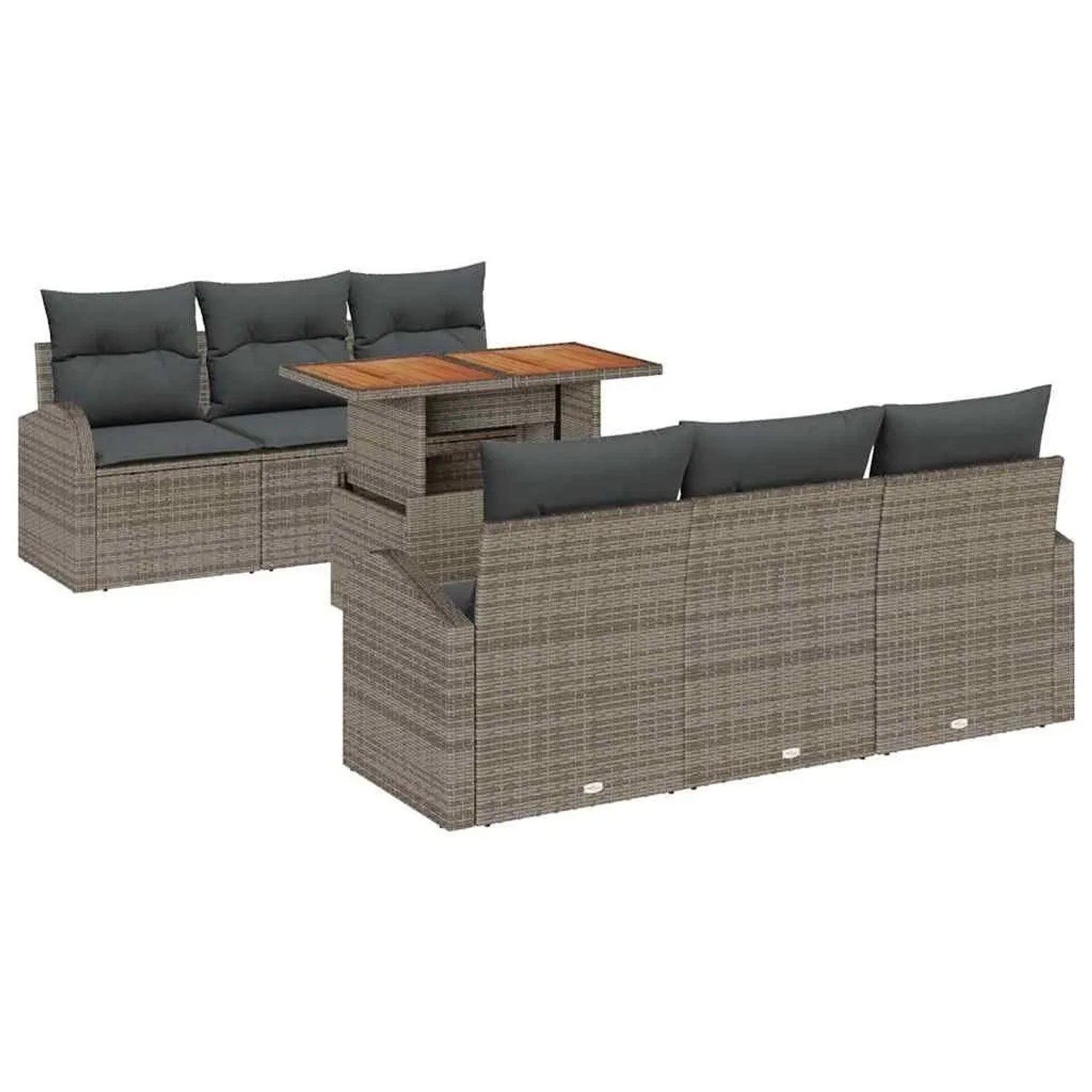 vidaXL Garten-Sofa-Set mit Kissen 7-Tlg Grau 3349530