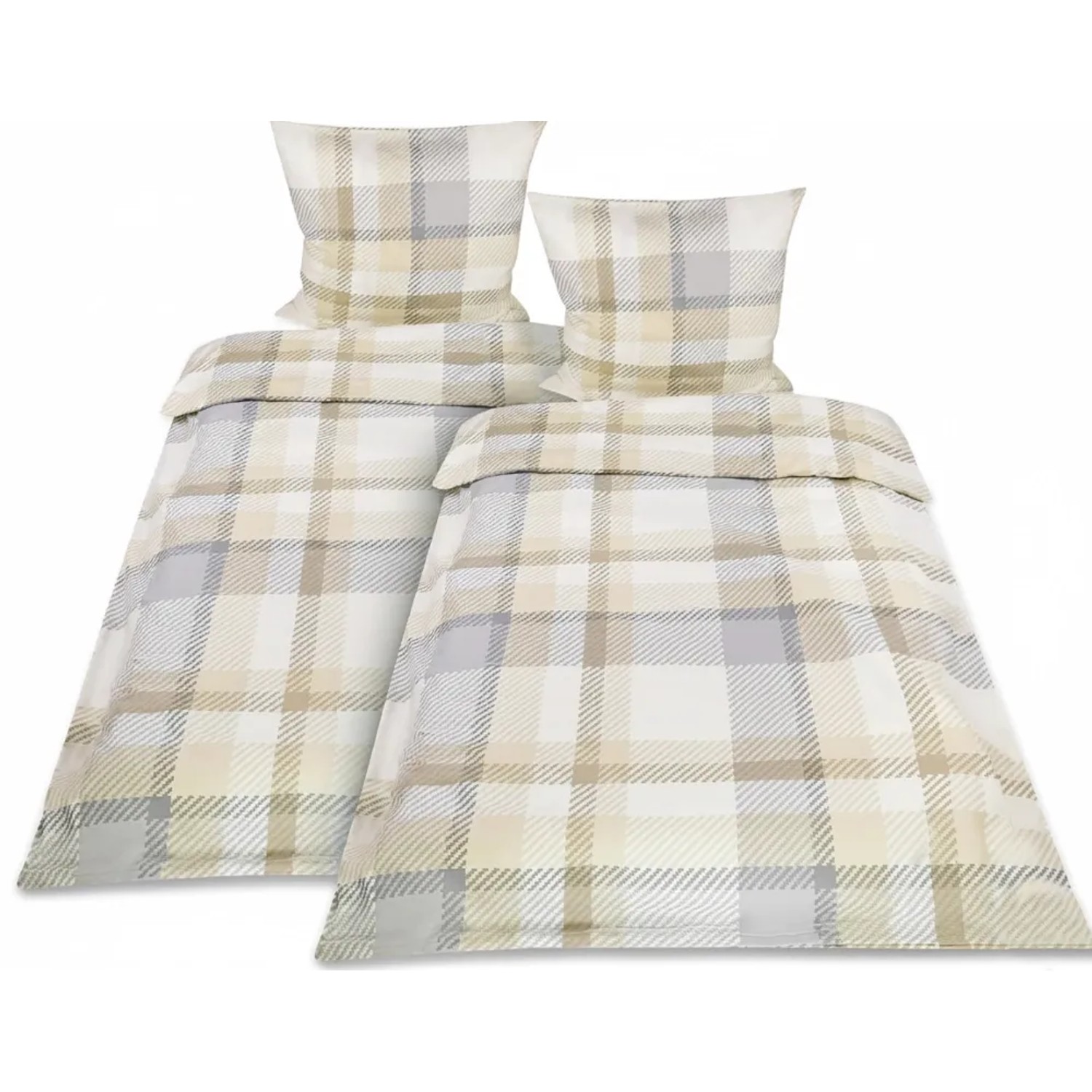 Beautissu Mira Bettwäsche 135x200cm + Kissenbezug 80x80cm Beige Biber 4tlg günstig online kaufen