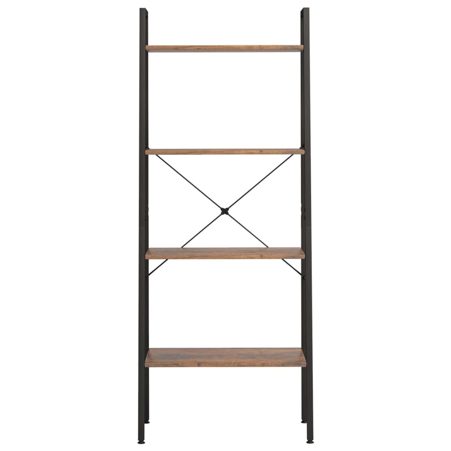 VidaXL Standregal mit 4 Böden in Dunkelbraun und Schwarz. Wandregal mit Stahlrahmen und Holzwerkstoff.