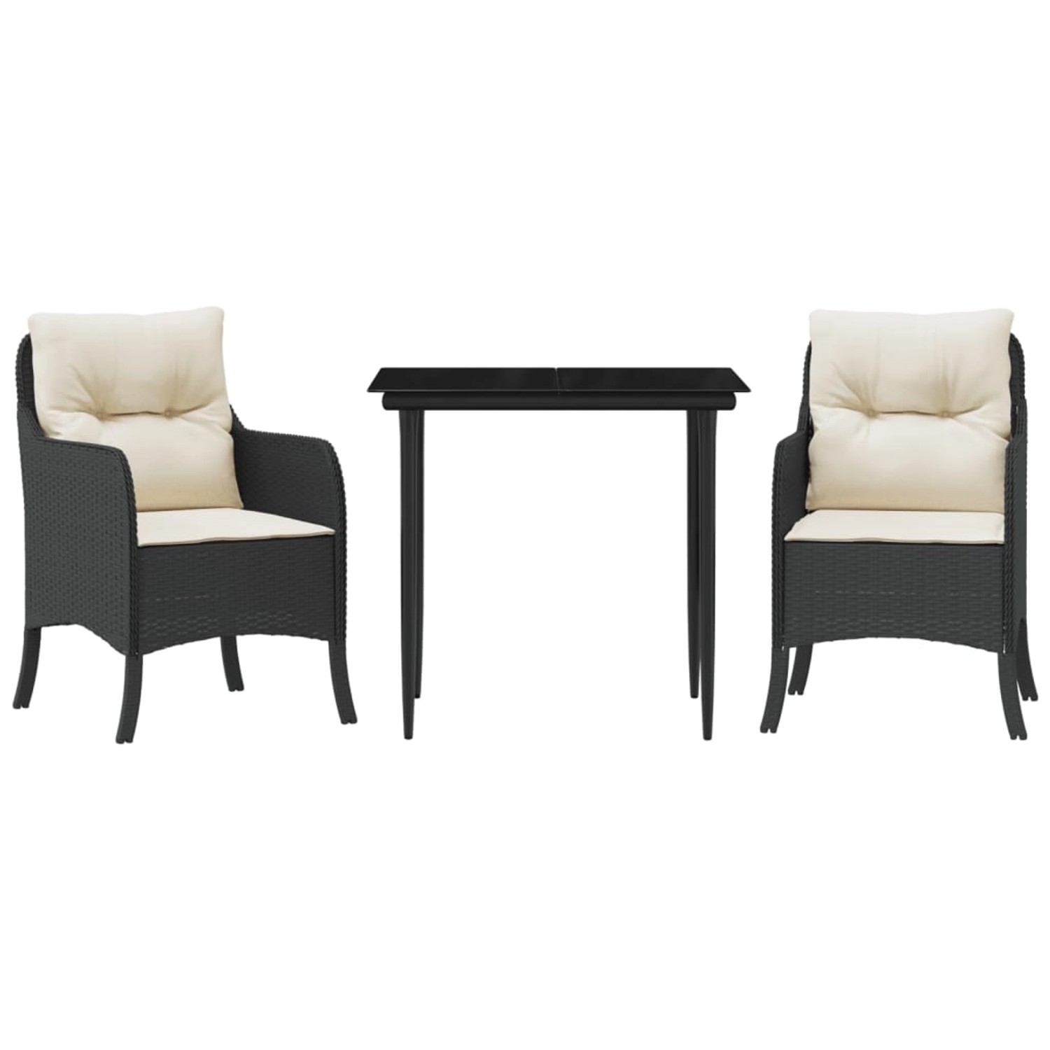 vidaXL 3-Tlg Garten-Essgruppe mit Kissen Schwarz Poly Rattan 3211906 günstig online kaufen