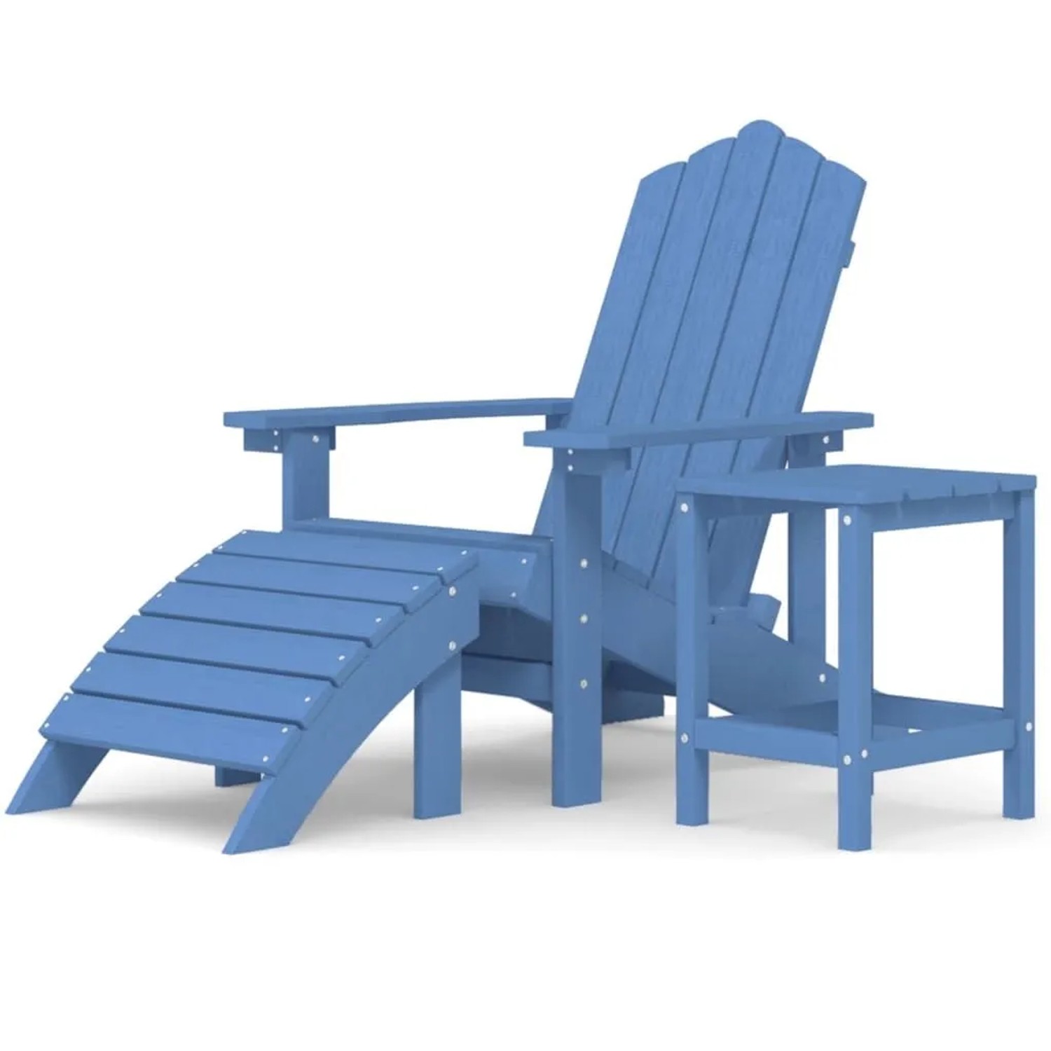 vidaXL Adirondack-Gartenstuhl mit Hocker & Tisch HDPE Aquamarin 3095711