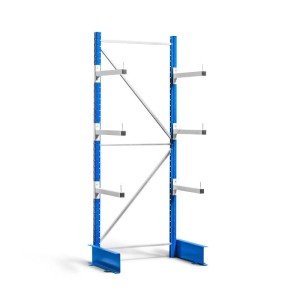 PROREGAL Kragarmregal Maximus, einseitig, 4 Ebenen, blau-grau, für leichte Lasten.