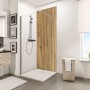 Schulte Duschrückwand DecoDesign Schwarzwaldeiche, 255x150cm, im Badezimmer.