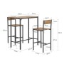 SoBuy Bartisch-Set mit 2 Hockern, Holz/Metall, natur/schwarz, mit Maßangaben.